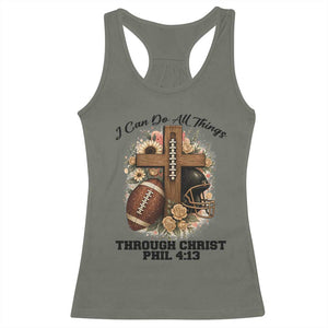 Christian Motivation Gift Racerback Tank Top I Can Do All Things Through Christ Bible Verse TS12 Military Green Print Your Wear