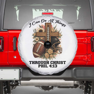 Christian Motivation Gift Spare Tire Cover I Can Do All Things Through Christ Bible Verse TS12 White Print Your Wear