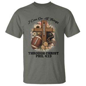 Christian Motivation Gift T Shirt I Can Do All Things Through Christ Bible Verse TS12 Military Green Print Your Wear
