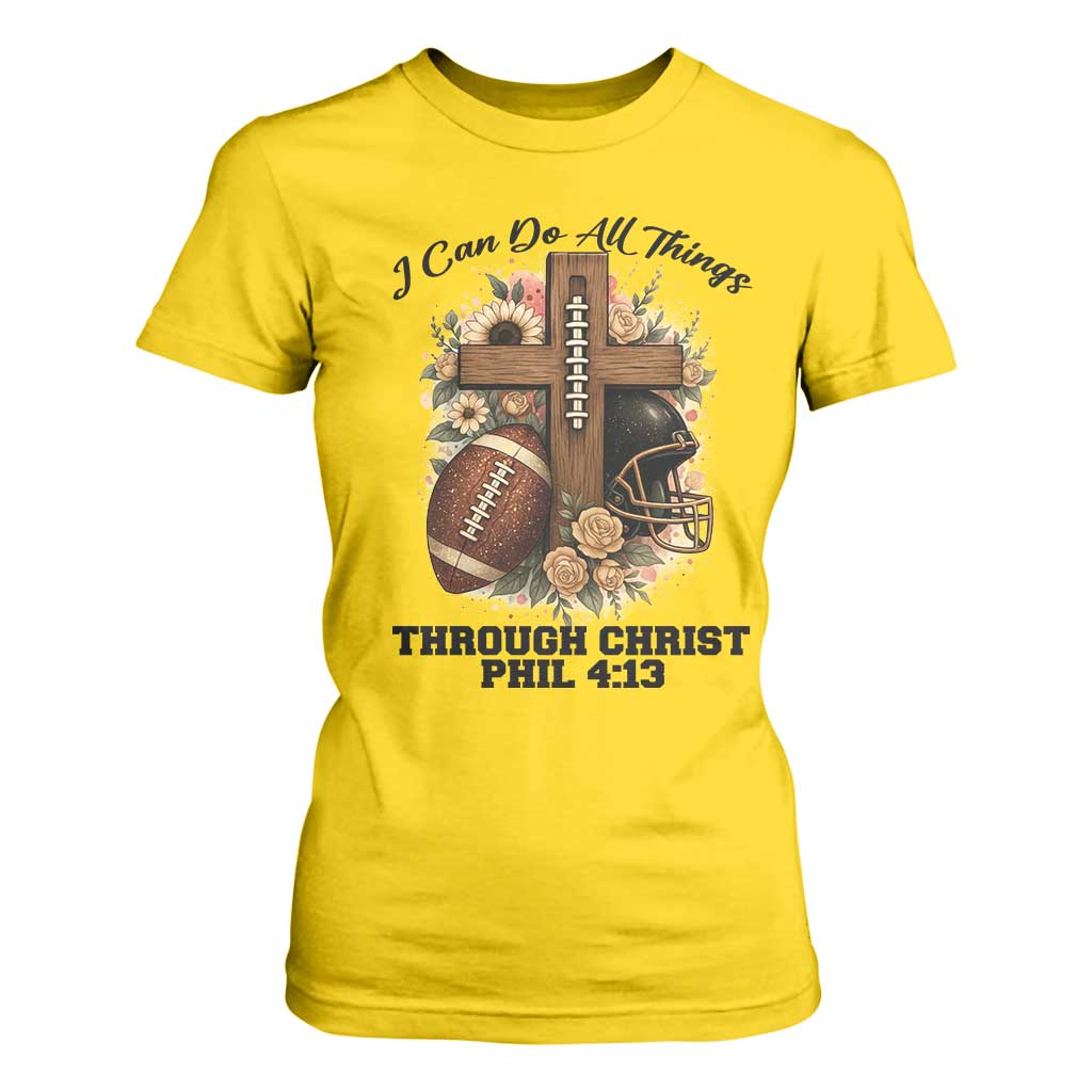 Christian Motivation Gift T Shirt For Women I Can Do All Things Through Christ Bible Verse TS12 Daisy Print Your Wear