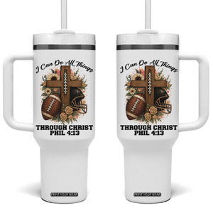 Christian Motivation Gift Tumbler With Handle I Can Do All Things Through Christ Bible Verse TS12 One Size: 40 oz White Print Your Wear