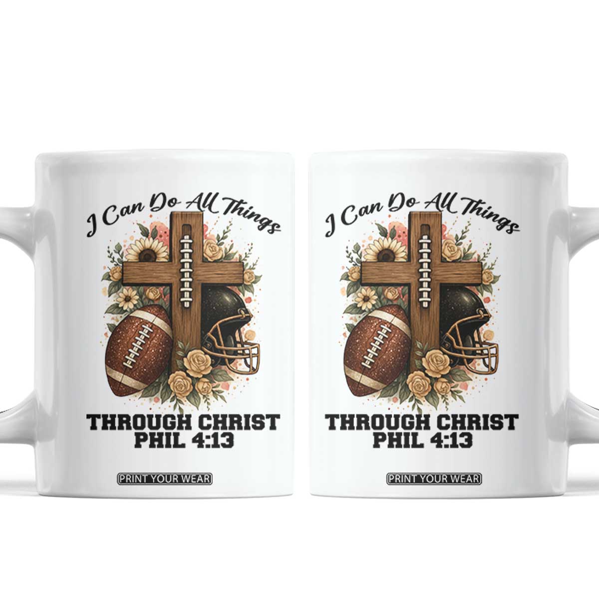 Christian Motivation Gift Coffee Mug I Can Do All Things Through Christ Bible Verse TS12 White Print Your Wear