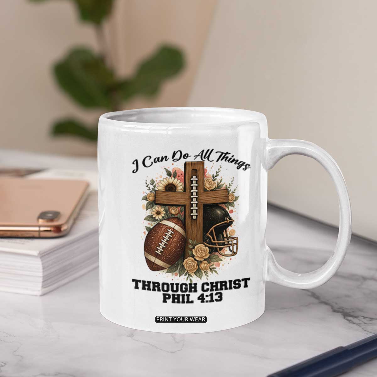 Christian Motivation Gift Coffee Mug I Can Do All Things Through Christ Bible Verse TS12 Print Your Wear