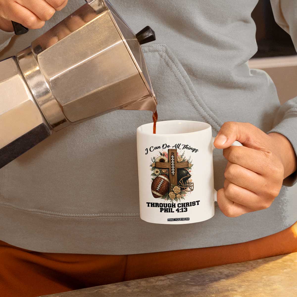 Christian Motivation Gift Coffee Mug I Can Do All Things Through Christ Bible Verse TS12 Print Your Wear