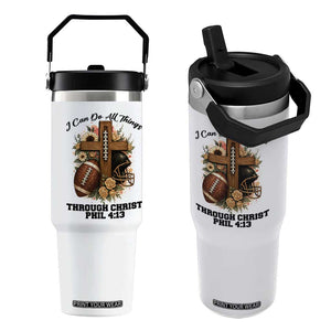 Christian Motivation Gift Flip Straw Tumbler I Can Do All Things Through Christ Bible Verse TS12 One Size: 30 oz White Print Your Wear