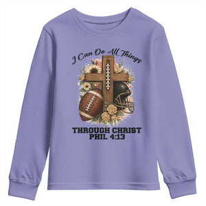 Christian Motivation Gift Youth Sweatshirt I Can Do All Things Through Christ Bible Verse TS12 Violet Print Your Wear