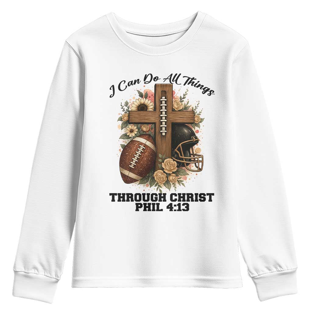 Christian Motivation Gift Youth Sweatshirt I Can Do All Things Through Christ Bible Verse TS12 White Print Your Wear