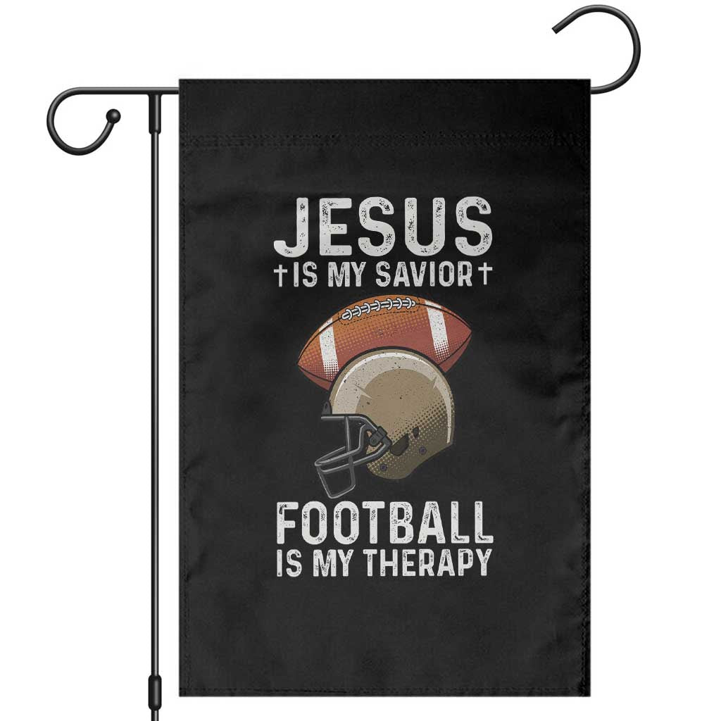 Jesus Is My Savior Football Is My Therapy Garden Flag Christian Football Lover TS12 Black Print Your Wear