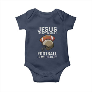 Jesus Is My Savior Football Is My Therapy Baby Onesie Christian Football Lover TS12 Navy Print Your Wear