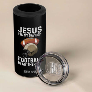 Jesus Is My Savior Football Is My Therapy 4 in 1 Can Cooler Tumbler Christian Football Lover TS12 Print Your Wear