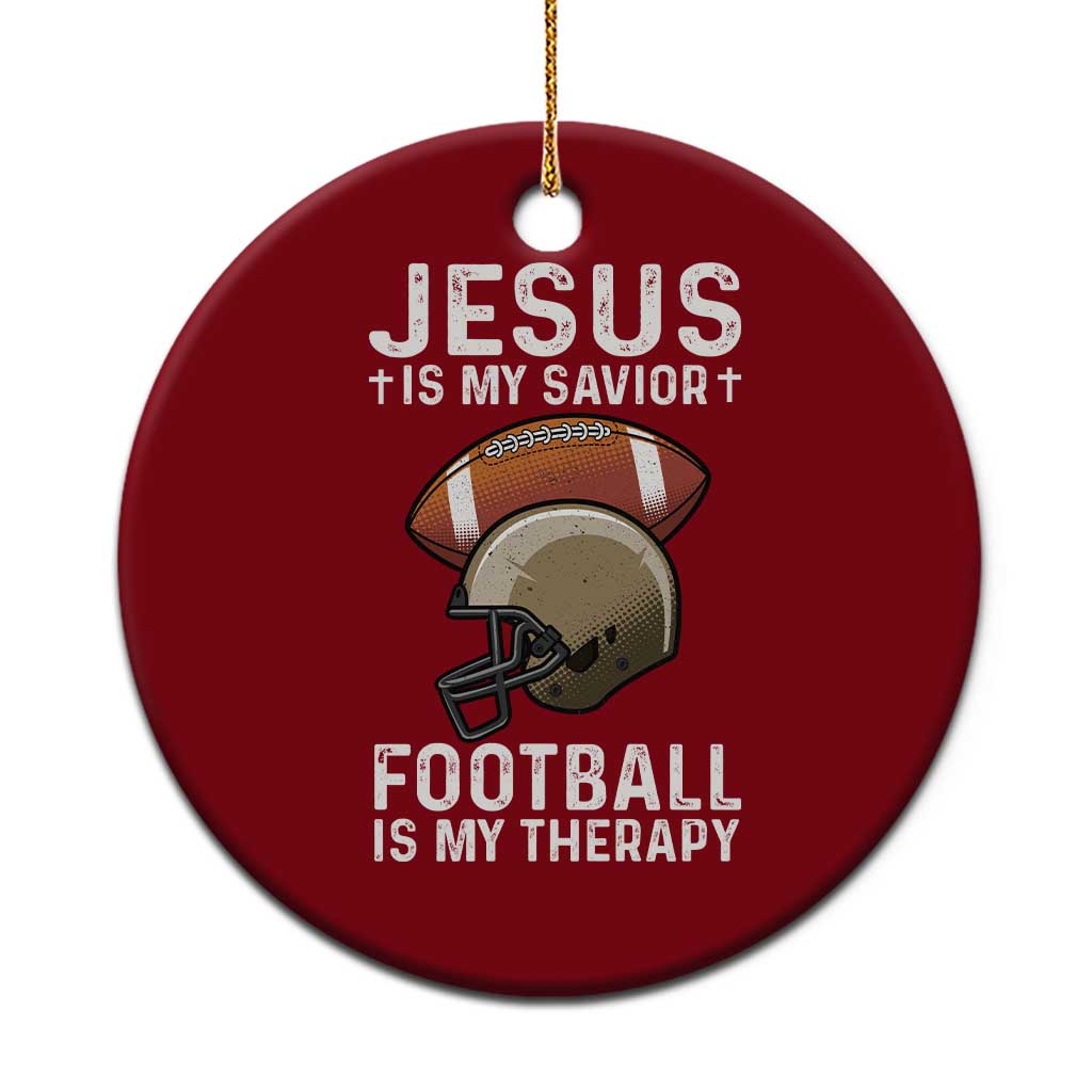 Jesus Is My Savior Football Is My Therapy Ceramic Ornament Christian Football Lover TS12 1pc Red Print Your Wear