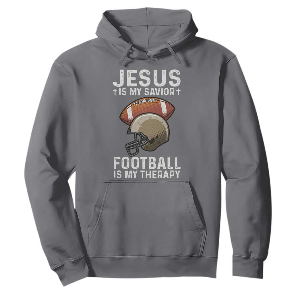 Jesus Is My Savior Football Is My Therapy Hoodie Christian Football Lover TS12 Charcoal Print Your Wear