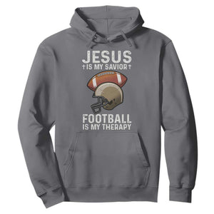 Jesus Is My Savior Football Is My Therapy Hoodie Christian Football Lover TS12 Charcoal Print Your Wear