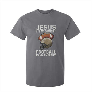 Jesus Is My Savior Football Is My Therapy T Shirt For Kid Christian Football Lover TS12 Charcoal Print Your Wear