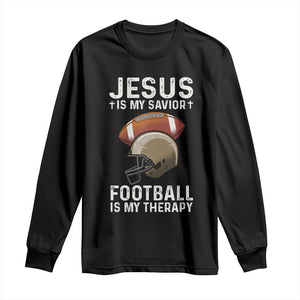 Jesus Is My Savior Football Is My Therapy Long Sleeve Shirt Christian Football Lover TS12 Black Print Your Wear
