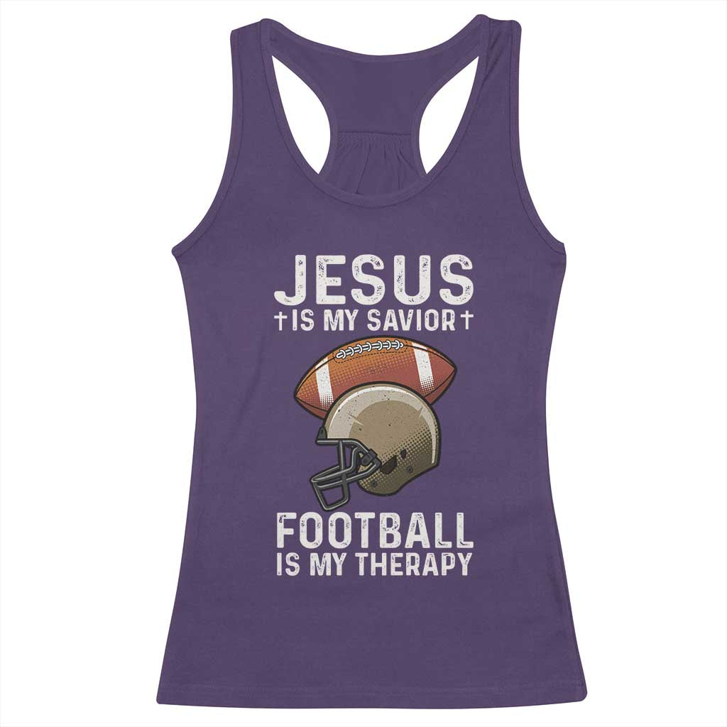 Jesus Is My Savior Football Is My Therapy Racerback Tank Top Christian Football Lover TS12 Purple Print Your Wear