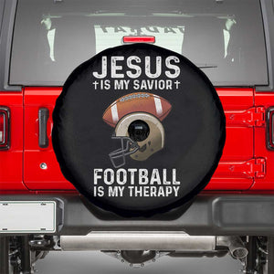 Jesus Is My Savior Football Is My Therapy Spare Tire Cover Christian Football Lover TS12 Black Print Your Wear