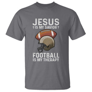 Jesus Is My Savior Football Is My Therapy T Shirt Christian Football Lover TS12 Charcoal Print Your Wear
