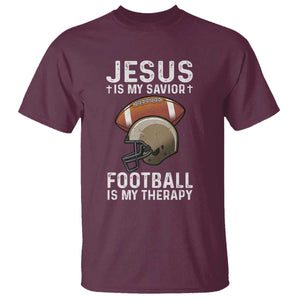 Jesus Is My Savior Football Is My Therapy T Shirt Christian Football Lover TS12 Maroon Print Your Wear
