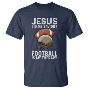 Jesus Is My Savior Football Is My Therapy T Shirt Christian Football Lover TS12 Navy Print Your Wear