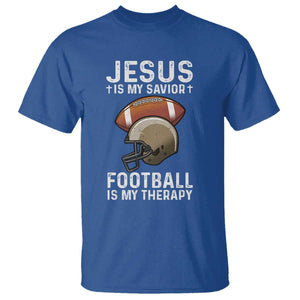 Jesus Is My Savior Football Is My Therapy T Shirt Christian Football Lover TS12 Royal Blue Print Your Wear