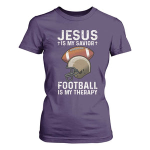 Jesus Is My Savior Football Is My Therapy T Shirt For Women Christian Football Lover TS12 Purple Print Your Wear
