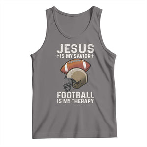 Jesus Is My Savior Football Is My Therapy Tank Top Christian Football Lover TS12 Deep Heather Print Your Wear