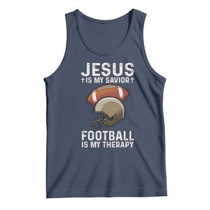 Jesus Is My Savior Football Is My Therapy Tank Top Christian Football Lover TS12 Navy Print Your Wear