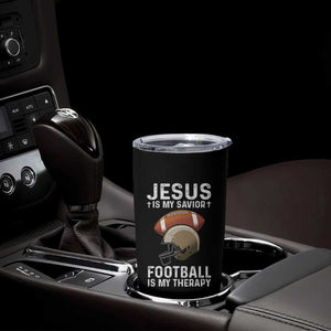 Jesus Is My Savior Football Is My Therapy Tumbler Cup Christian Football Lover - Print Your Wear