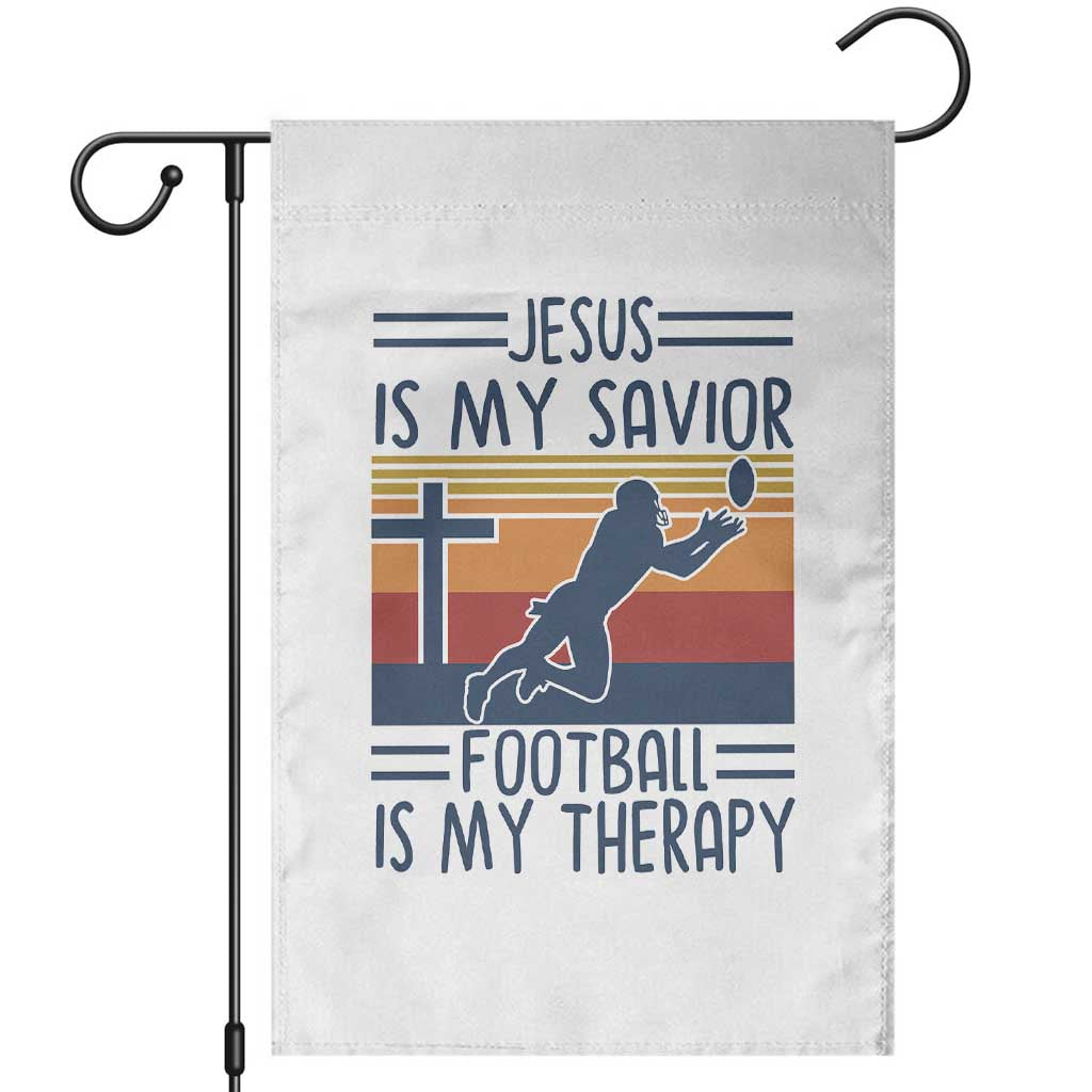 Jesus Is My Savior Football Is My Therapy Garden Flag Vintage Christian Football Fan Gift TS12 White Print Your Wear