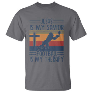 Jesus Is My Savior Football Is My Therapy T Shirt Vintage Christian Football Fan Gift TS12 Charcoal Print Your Wear