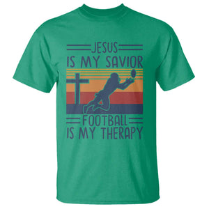 Jesus Is My Savior Football Is My Therapy T Shirt Vintage Christian Football Fan Gift TS12 Irish Green Print Your Wear