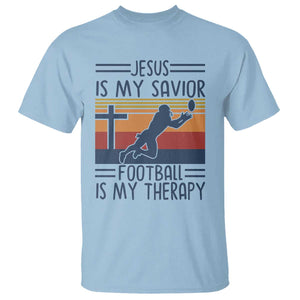 Jesus Is My Savior Football Is My Therapy T Shirt Vintage Christian Football Fan Gift TS12 Light Blue Print Your Wear