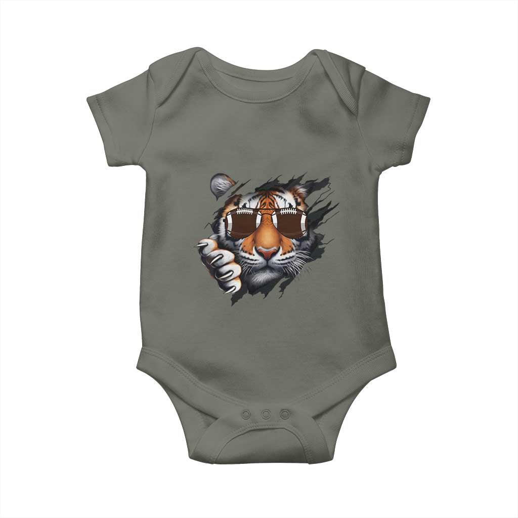 Funny Bengal Tiger Baby Onesie Football Lover Gift TS12 Military Green Print Your Wear