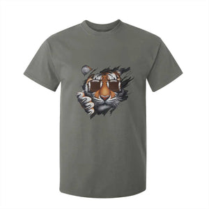 Funny Bengal Tiger T Shirt For Kid Football Lover Gift TS12 Military Green Print Your Wear