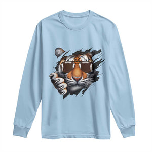 Funny Bengal Tiger Long Sleeve Shirt Football Lover Gift TS12 Light Blue Print Your Wear
