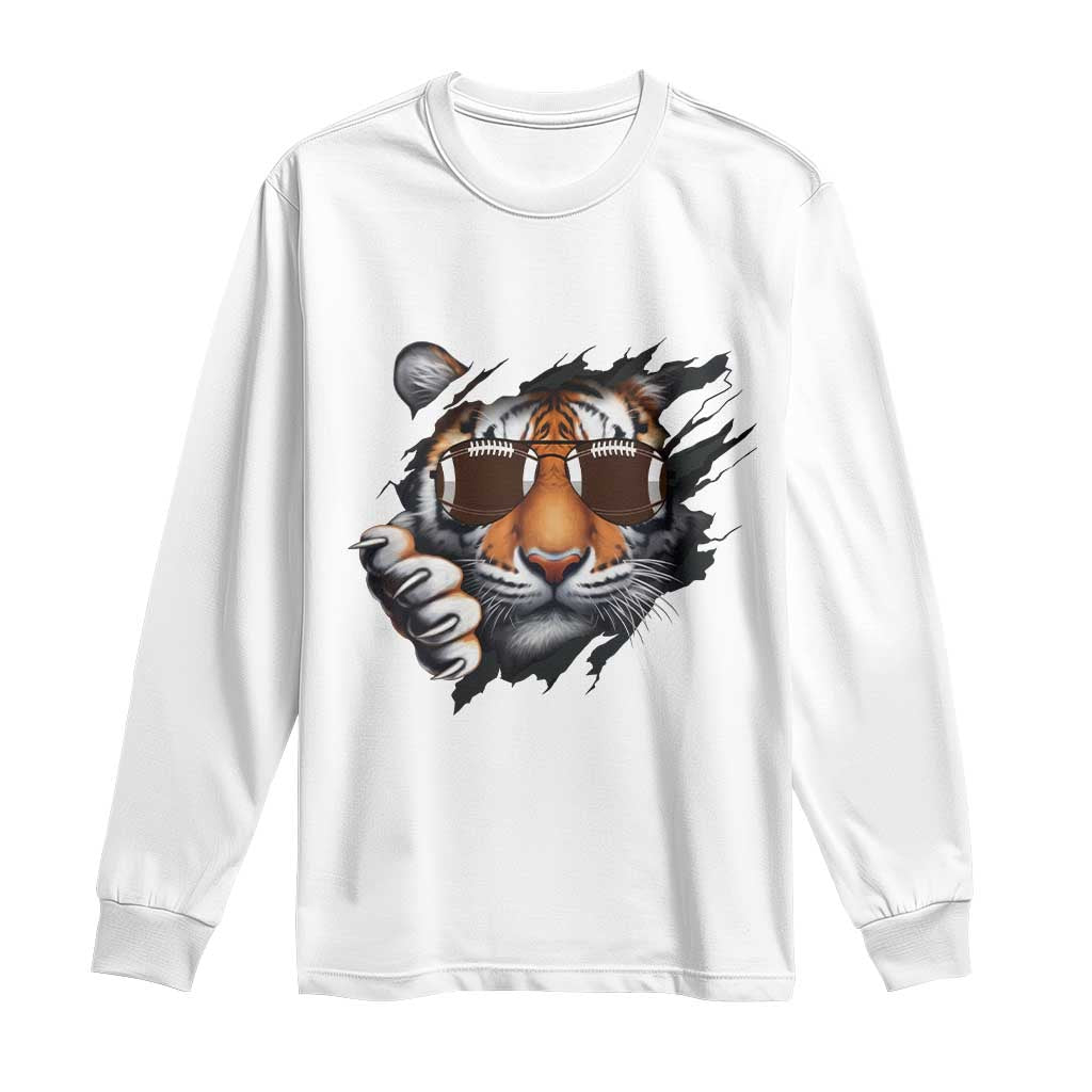 Funny Bengal Tiger Long Sleeve Shirt Football Lover Gift TS12 White Print Your Wear