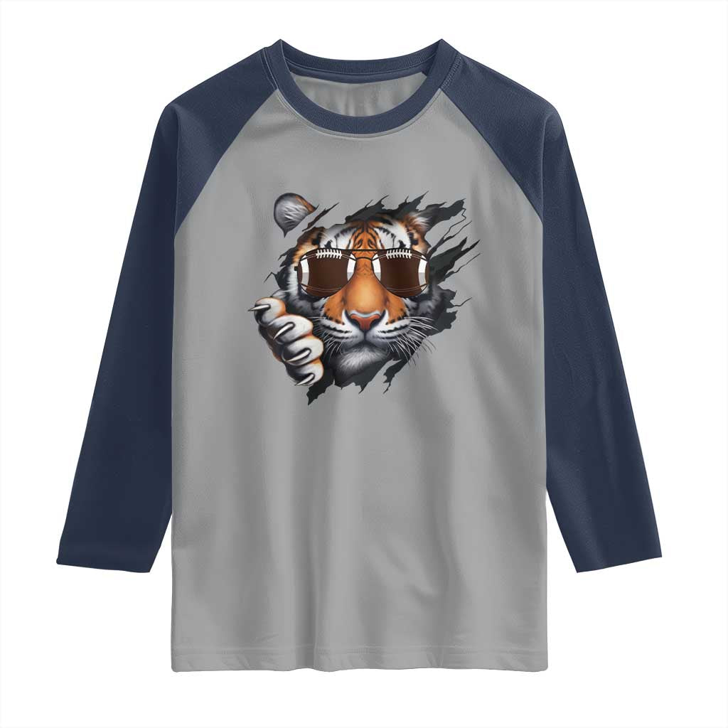 Funny Bengal Tiger Raglan Shirt Football Lover Gift TS12 Sport Gray Navy Print Your Wear