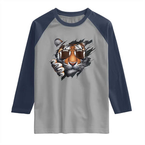 Funny Bengal Tiger Raglan Shirt Football Lover Gift TS12 Sport Gray Navy Print Your Wear