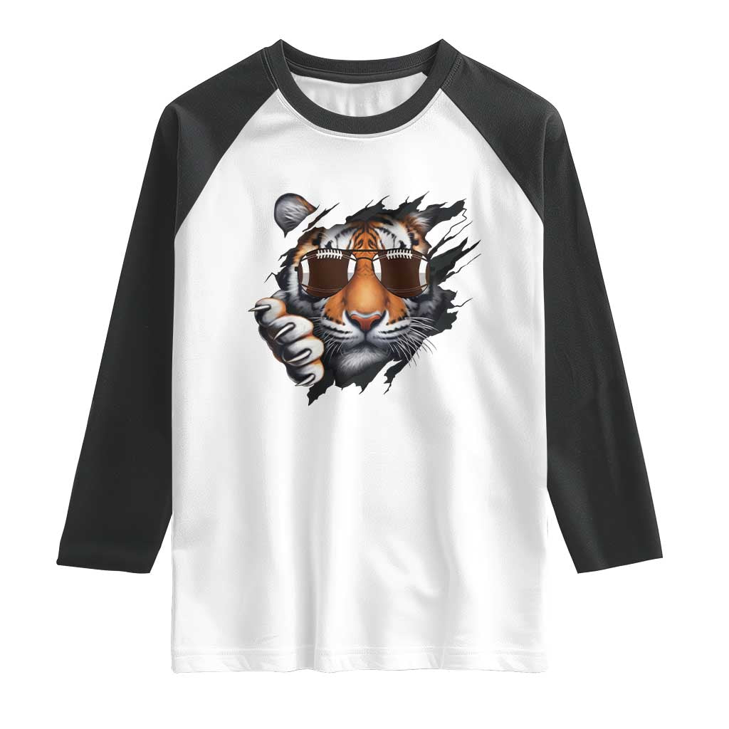 Funny Bengal Tiger Raglan Shirt Football Lover Gift TS12 White Black Print Your Wear
