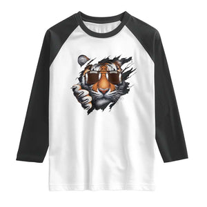 Funny Bengal Tiger Raglan Shirt Football Lover Gift TS12 White Black Print Your Wear