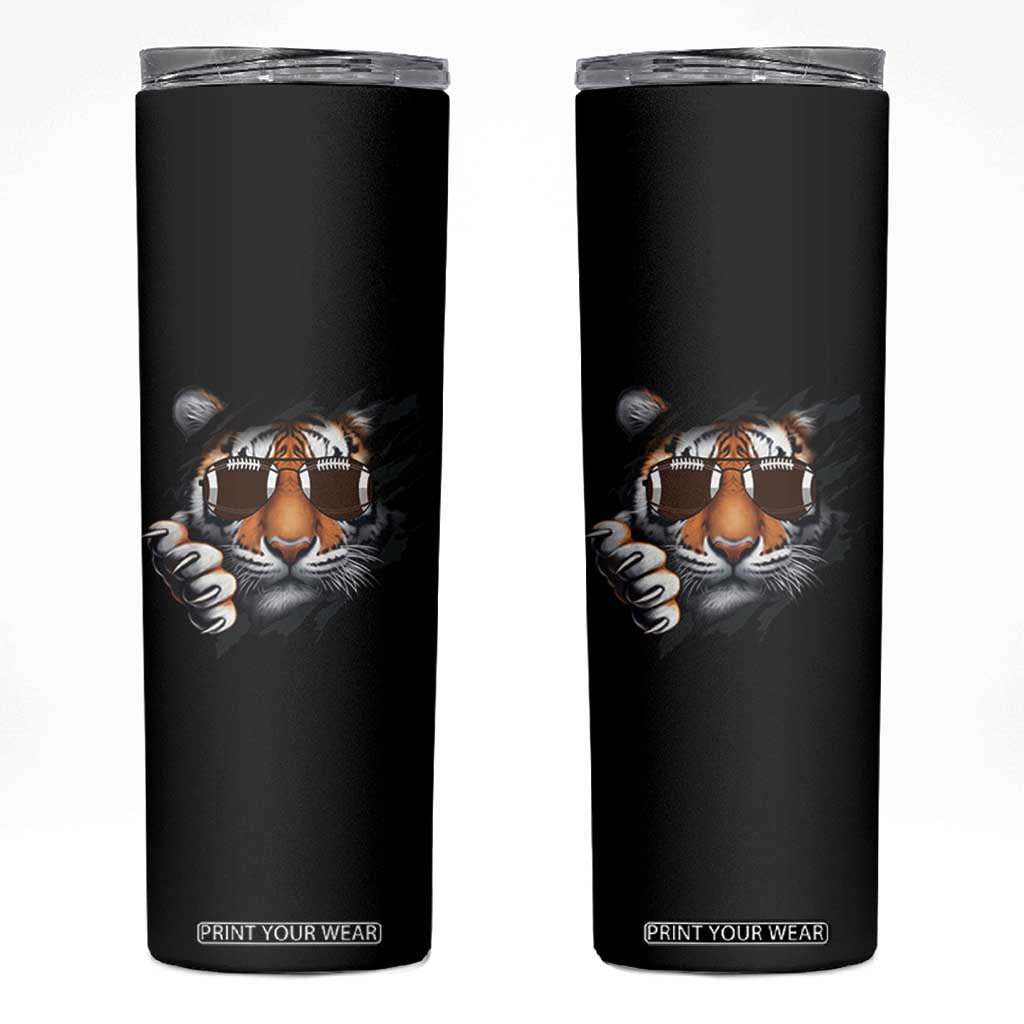 Funny Bengal Tiger Skinny Tumbler Football Lover Gift TS12 Black Print Your Wear