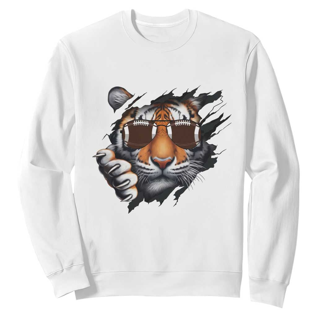Funny Bengal Tiger Sweatshirt Football Lover Gift TS12 White Print Your Wear