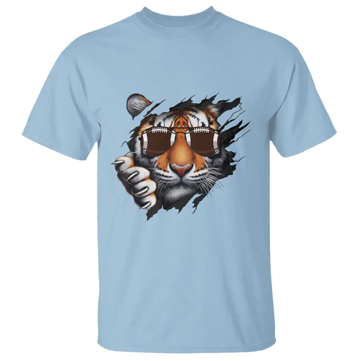 Funny Bengal Tiger T Shirt Football Lover Gift TS12 Light Blue Print Your Wear