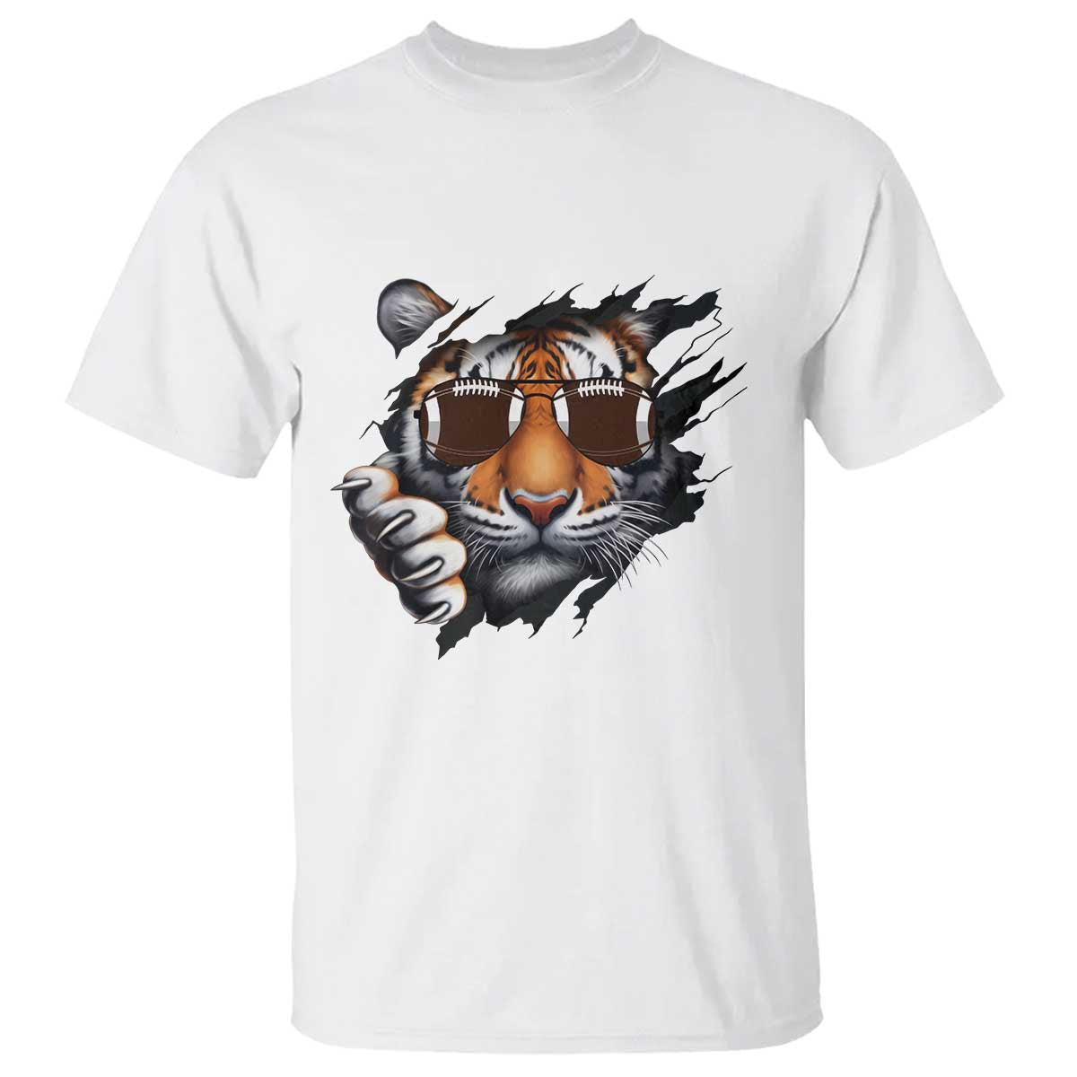 Funny Bengal Tiger T Shirt Football Lover Gift TS12 White Print Your Wear