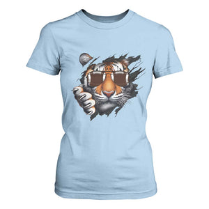 Funny Bengal Tiger T Shirt For Women Football Lover Gift TS12 Light Blue Print Your Wear