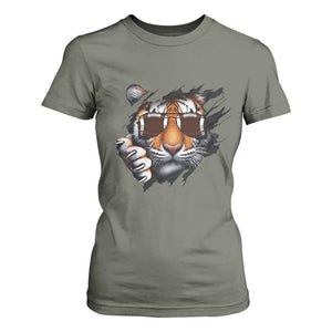 Funny Bengal Tiger T Shirt For Women Football Lover Gift TS12 Military Green Print Your Wear