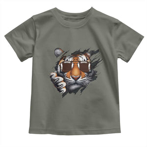 Funny Bengal Tiger Toddler T Shirt Football Lover Gift TS12 Military Green Print Your Wear