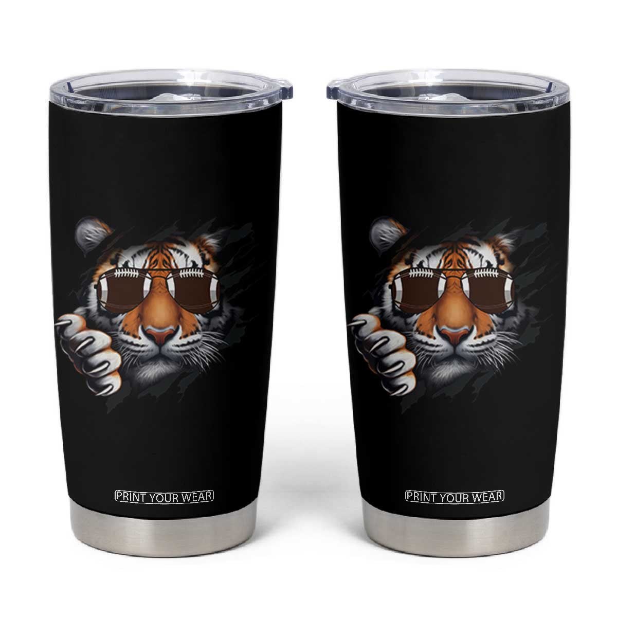 Funny Bengal Tiger Tumbler Cup Football Lover Gift - Print Your Wear