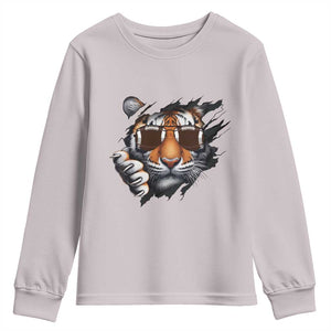 Funny Bengal Tiger Youth Sweatshirt Football Lover Gift TS12 Ice Gray Print Your Wear